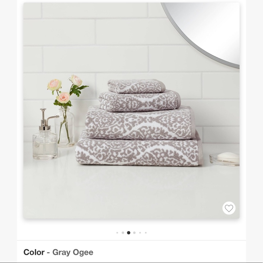 Target Threshold Performance Towels - Ogee - Gray (set of 10) - NEW